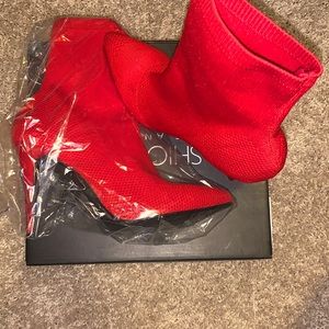 Red ankle booties